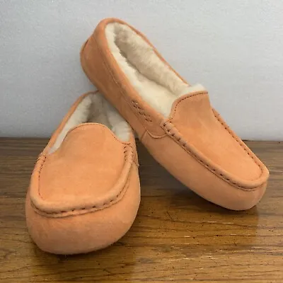 UGG Women's Ansley Slippers House Shoes Sherpa Lined Size 11 Dark Peach Pumpkin • $54.99