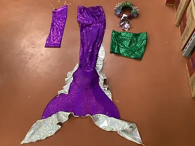 Adult Custom Made Mermaid Tail With Monofin Shorts And Hair Band Size S/M • $50
