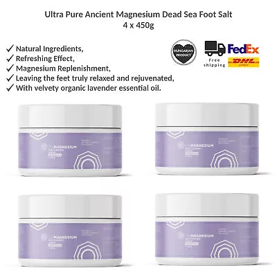 Ultra Pure Ancient Magnesium Dead Sea Foot Salt With Organic Levander Oil 4x450g • £80.75