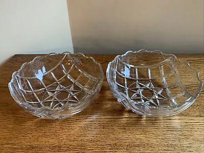 SET OF 2 Vintage 8  Clear Pressed Glass STAR Vegetable Chip Serving Bowls • $10