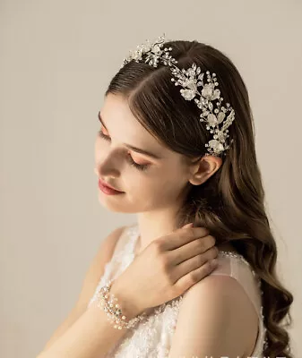 £22.09 • Buy Floral Vine || Tiara || Crystal Diamante Bridal Bride Bridesmaid Prom Party | 01