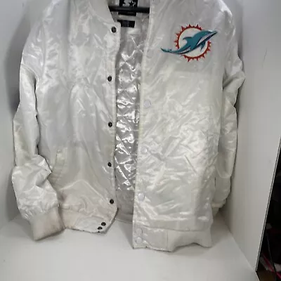 Starter Miami Dolphins Satin Bomber Jacket White Men’s Size XL • $68