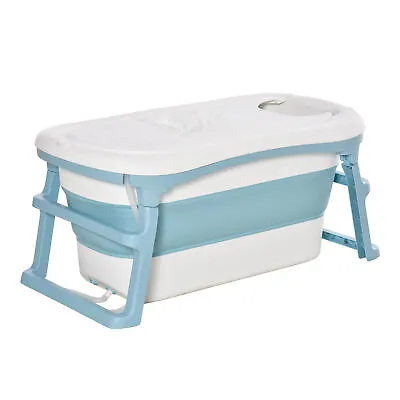 HOMCOM Foldable Bathtub Kids Bath Tub With Lid Large Bathtubs Refurbished • £45.99