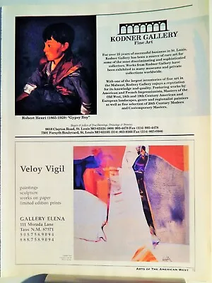 Veloy Vigil Art Piece Vtg Orig  1996 Advertisement • $17.24
