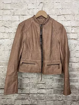 Anthropologie Hei Hei Dara Vegan Leather Jacket Womens Size Medium Light Brown • $45