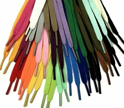 £3.99 • Buy Shoe Laces Flat 10mm Coloured Trainer Boot Long Ideal Vans Converse Replacements