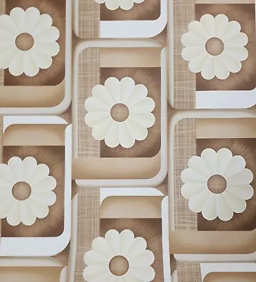 X1 1960s Vintage HOMELOVER Wallpaper Rolls Brown Neutral Groovy 70s MCM Flower  • £35