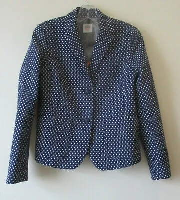 Gap Blazer Jacket Navy Blue White Polka Dot Cotton Mix Sailor Sz  S • £14