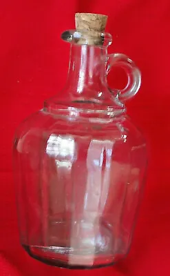 Vintage Maple Syrup Bottle 6  Pressed Clear Glass Pitcher Jug Shaped Panel Sided • $12.99