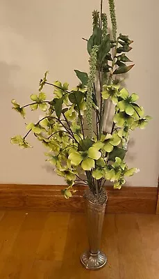 Metal Vase With Artificial Flowers 36  Tall Modern Decor • $28