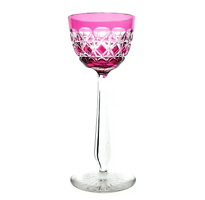 Val St Lambert Wine Glass Goblet Cranberry Cut To Clear Vintage • $85