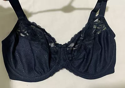 M&S WILD BLOOMS LACE UNDERWIRED MINIMISER FULL CUP Bra In BLACK Size 36GG • £13.99