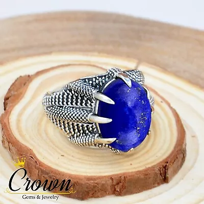 Lapis Lazuli 925 Sterling Silver Mens Ring Falcon Claw Ring - Size US 6-14 • $32.50