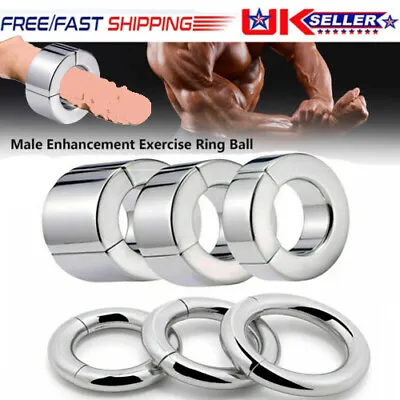 Strong Magnetic Stainless Steel Ball Stretcher Weight Men Enhancer Chastity Ring • £14.99