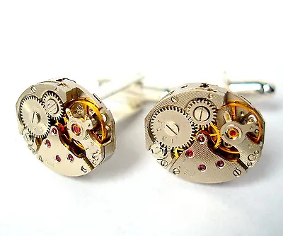 Ruby Watch Movement Cufflinks Valentines Day Steampunk Vintage Antique Groomsmen • £19.95