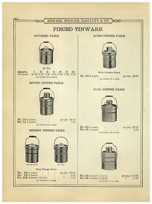 1899 PAPER AD 3 PG Tinware Tin Mine Lunch Dinner Pails Aurora Miners' Bertels  • $29.99