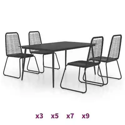 Garden Dining Set PVC Rattan Black Outdoor Furniture 3/5/7/9 Piece VidaXL • £264.16