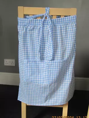 Pale Blue And White Gingham Design Half Apron / Pinny   No2 • £5.99
