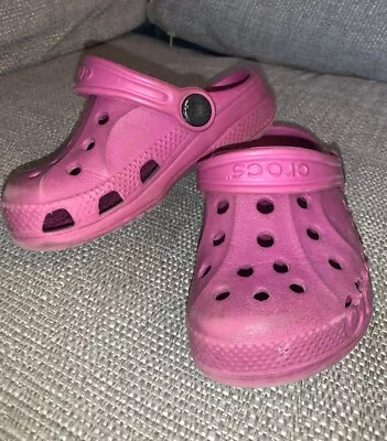 Official Crocs Pink Slider Clog Sandals. Toddler Infant Girls Size 6-7. Good #I2 • £6