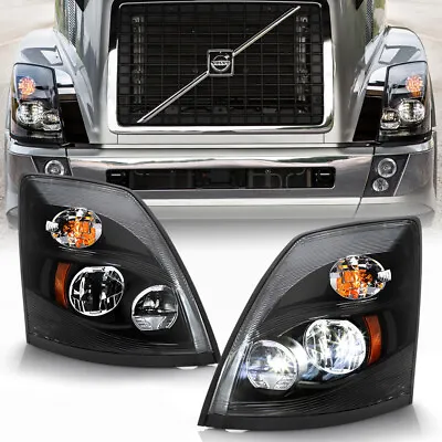 $722.06 • Buy [Pair Set]Black Housing LED Head Lights Lamps For 2004-2017 Volvo VNL VNX Truck