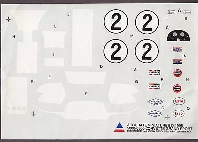 1:24 Accurate Miniatures Decals 5000 X Corvette Grand Sport • $4.50