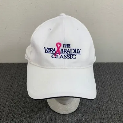 The Vera Bradley Classic Baseball Hat Womens White Pink Ribbon Strapback Cap • $5.99