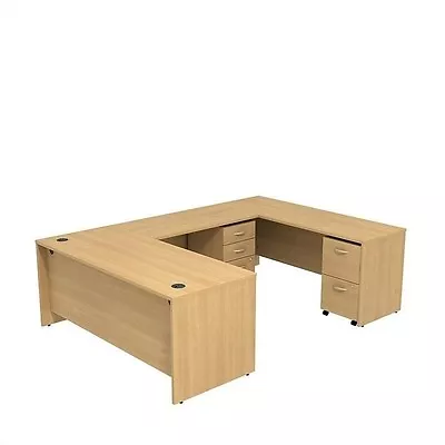 Bush BBF Series C 72  U-Shaped Desk With Pedestals In Auburn Maple • $1172.68