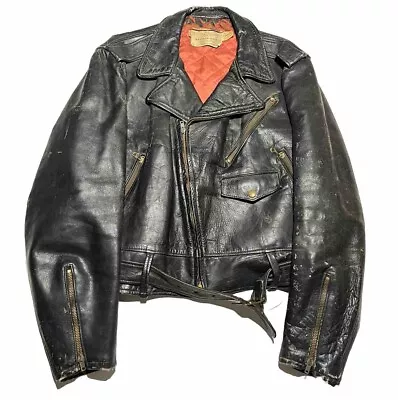 Montgomery Ward WINDWARD 1950's Vintage Steerhide Leather Moto Jacket Size 42 • $600