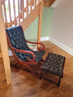 £300 • Buy Chesterfield Slipper Rocking  Chair With Matching Foot Stool