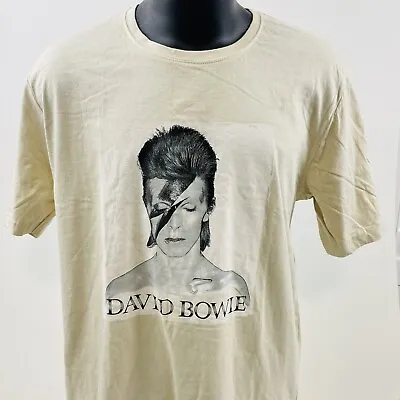 David Bowie 2020 Tee Shirt Ziggie Stardust Graphic Cream Size Large • $20.64