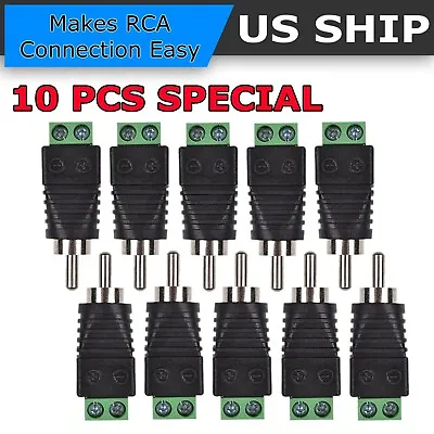 Speaker Wire Cable To Audio Male RCA Connector Adapter Jack Plug Lot • $5.85