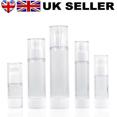 Empty Vacuum Pump Bottle Plastic Airless Lotion Shampoo Cosmetics Container UK • £4.36