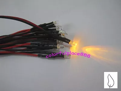 20pcs 3mm Yellow Flicker 9V 12V Pre-Wired Water Clear LED Leds Candle Light 20CM • $6.95