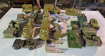 Vintage Military Toy Tank And Vehicle Lot Of 18 Marx Pyro Renewal Auburn Tim Mee • $89.99