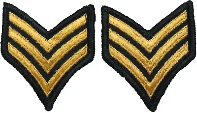 2 Vietnam Era US Army Sergeant Green Stripes Patch Pair Uniform Rank E-5 E5 • $7.50