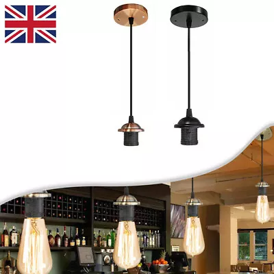 UK Light Pendant Fitting Ceiling Rose E27 Suspension Set 2 Colours Light Base • £5.99