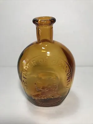 Wheaton The Father Of His Country Washington Honey Amber Glass Large Bottle 8” • $4.95