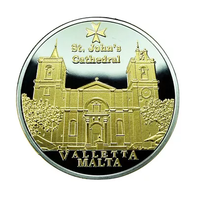 Malta Medal St John's Cathedral Valletta 34mm Gold Plated 04160 • $44.99