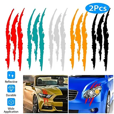 2pcs Car Claw Marks Scratch Decal Headlight Reflective Decor Stickers Monster • $6.97