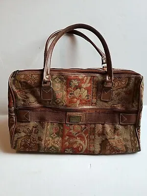 Vintage Mayfair International Brown Tapestry Carpet Bag Holdall • £26