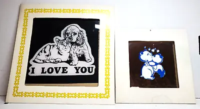 I LOVE YOU Dog/Cat & 2 Panda's Vintage Carnival Fair Prize Glass Mirrors • $5.99