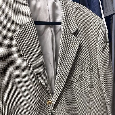 Jack Victor Blazer 46L Gray Houndstooth Lanzawood Wool Sport Coat Suit Jacket • $50