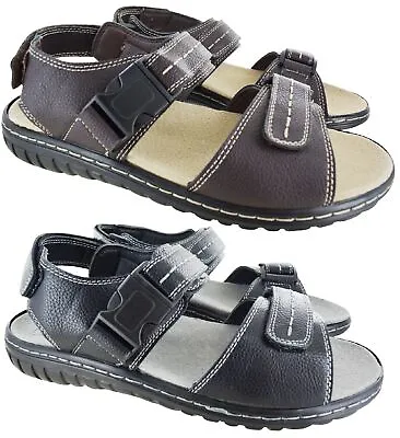 Walking Trekking Mens Leather Cofy Open Toe Post Sandals Beach Holiday Shoes Sz • £18.99