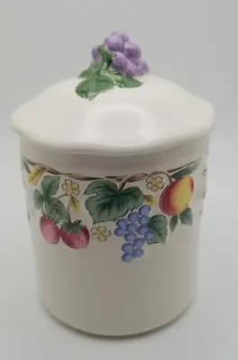 Jelly Jar Canister With Grapes/Fruits/Vine Design With Plastic Ring Lid Preowned • $12.99