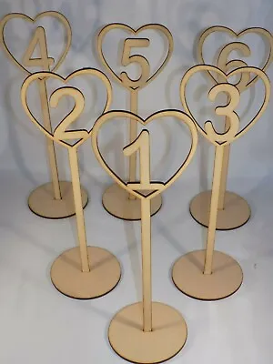 £1.85 • Buy Freestanding Wooden Heart Table Place Numbers - Wedding - 30cm Tall MDF Love