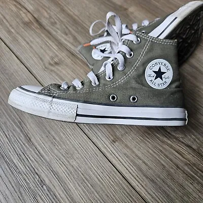 Converse All Star Youth Army Green High Top Junior Sneakers Size 2 US • $18