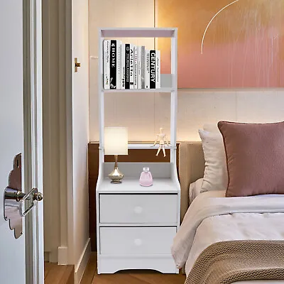 Modern Nightstand With 2 Drawers Storage Table Organizer For Bedroom Living Room • $71.25