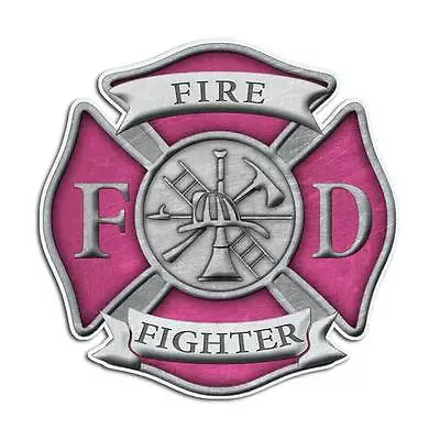 Pink Firefighter Cross Sticker Fire Department Girl Decal IAFF Sexy Truck 2 Pack • $14.99