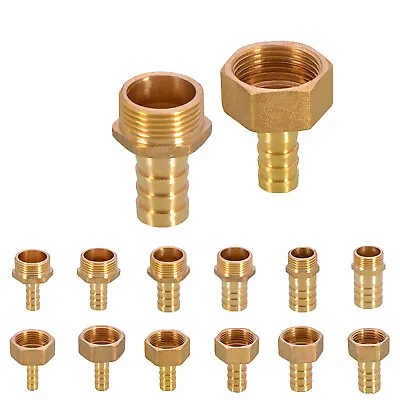 £6.30 • Buy 1/2  3/4  BSP Taper Thread X Hose Tail Pipe Brass Fitting For Air,Water,Fuel,Gas