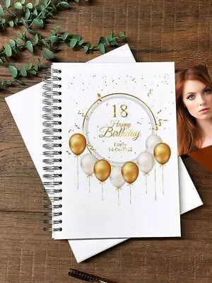 Large Any Age Birthday Photo Album Scrapbook Boxed Gift With Gold Balloons AS-44 • £18.99